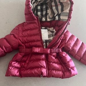 Burberry Baby Girl Down Puffer Coat/Jacket- Bow front